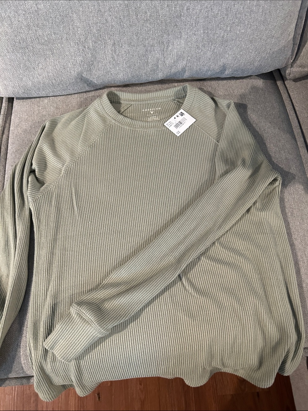 American Eagle Olive Ribbed Long Sleeve Tee